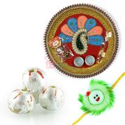Kaju Laddu Rakhi Pooja Thali Hamper with Kids Rakhi