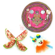 Beautiful Pooja Thali Sweet and Kids Rakhi Hamper