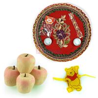 Pooh Kids Rakhi with Pooja Thali and Apple Kaju Sweets