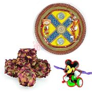 Pooja Thali Sweet with Kids Rakhi Gift Hamper