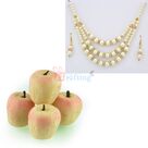 Pearl Diamond Necklace Earings with Kaju Apple