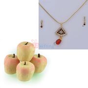 Diamond Triangle Locket Set with Kaju Apple