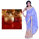 Chiffon Georgette Flower Saree with Kaju Kalash