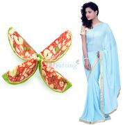 Pure Chiffon Border Saree with Kaju Tarbooj