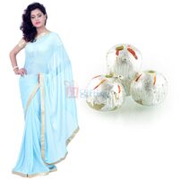 Pure Chiffon with Kaju Laddu Sweet Hamper