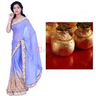 Beautiful Chiffon Saree with Kaju Kalash