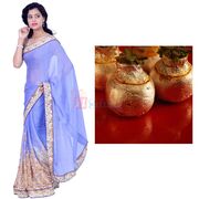 Beautiful Chiffon Saree with Kaju Kalash