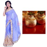 Beautiful Chiffon Saree with Kaju Kalash