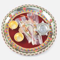 Wonderful Floral Bordered Rakhi Pooja Thali