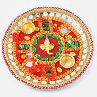 Siddhivinayaka Green Kundan Mauli Rakhi Pooja Thali