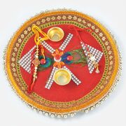 Silver Peacock Pankhudi Rakhi Pooja Thali