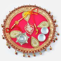 Hanging Border with Stunning Ganesha and Pearls Rakhi Pooja Thali