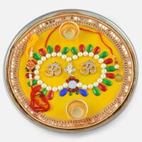 Om with Ganesha Rakhi Pooja Thali