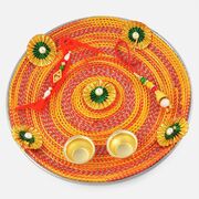 Magnificient Handmade Mauli Designer Rakhi Pooja Thali
