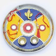Amazing Colorful Painted Ganesha Rakhi Puja Thali