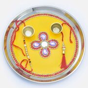 Fancifully Designed Painted Decorated Rakhi Thali