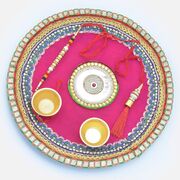 Awesome Gotta Work Zardosi Rakhi Pooja Thali
