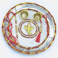 Mauli Work Ganesha Rakhi Pooja Thali
