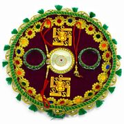 Swastika Rakhi Pooja Thali with Om, Ganesha, and Large Round Pattern