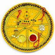 Auspicious Kalash Stone-Designed Rakhi Pooja Thali