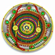 Rakhi Pooja Thali Filled with Multicolor Artificial Crystal Stones