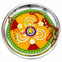 Ganpati Rakhi Pooja Thali on Three Petals with Eye-Catching Bordered Lace