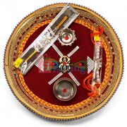 Peacock Feather Fancy Divine Rakhi Pooja Thali