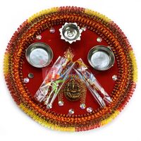 Ganesha Zardosi Moli Rakhi Pooja Thali