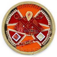 Chunari Pearl Swastik Rakhi Pooja Thali