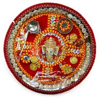 Awesome Kundan Ganesh Sikka Rakhi Pooja Thali