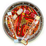 Bandej Ganesha Rakhi Pooja Steel Thali