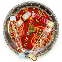 Bandej Ganesha Rakhi Pooja Steel Thali