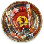Embroidery Vakratunda Rakhi Pooja Thali