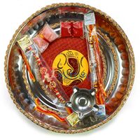Embroidery Vakratunda Rakhi Pooja Thali