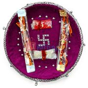 Silver Swastik Rakhi Pooja Thali