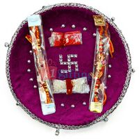 Silver Swastik Rakhi Pooja Thali
