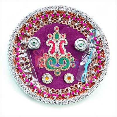 Kasidakari Kundan Embedded Beads Jhalar Pooja Thali