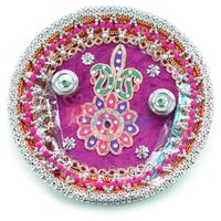Silver Zari Zardosi Fower Silver Beads Jhalar Pooja Thali