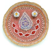 Awesome Zari Kundan Betal Leaf Pooja Thali