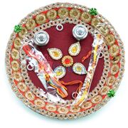 Excellent Pearl Beads Flower Pooja Thali