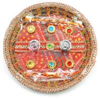 Simply Amazing Chundari Print Kundan Rakhi Pooja Thali