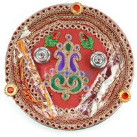 Red Base Kalash Handicraft Rakhi Pooja Thali