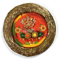Handicraft Rounded Rakhi Pooja Thali of Paper Mache