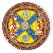 Multi Color Central Pearl Flower Rakhi Pooja Thali
