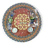 Centrally Pearl Leafs Flower Rakhi Pooja Thali