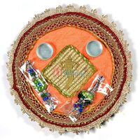 Zardozi Border Ganesha Rakhi Pooja Thali