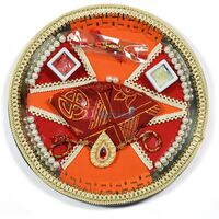 Amazing Pearl Lace Swastik Chunari Handicraft Pooja Thali