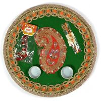 Velvet Leaf Pearl Rakhi Pooja Thali