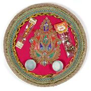 Beautiful Central Designer Kundan Rakhi Pooja Thali