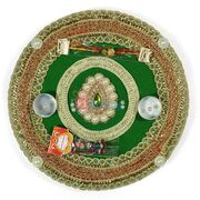 Wonderful Pearl Zardozi Circular Rakhi Pooja Thali